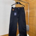 Louis Vuitton Straight-Leg Pants Black Cotton Jacquard Denim Relaxed Fit Patch
