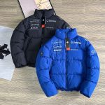 Descente Down Jacket Red Cotton Feather Goose Adhesive Nylon Velvet Pu Leather Relaxed Silhouette Color Blocking