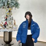 Descente Down Jacket Red Cotton Feather Goose Adhesive Nylon Velvet Pu Leather Relaxed Silhouette Color Blocking