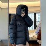 Canada Goose Down Jacket Red Duck Fleece Mesh Winter Three-Proof Fabric Embroidery Side Pockets