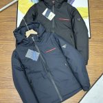 Prada Down Jacket Red Goose Nylon Fleece Business Zippered Pocket