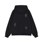 Chrome Hearts Hoodies Red Cotton Cashmere Embroidery Leather Patch