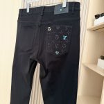 Louis Vuitton Jeans Red Denim Slim Fit Embroidery