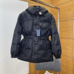 Prada Down Jacket Black Nylon Fabric Slim Fit