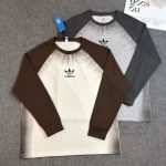 Adidas Long-Sleeved T-Shirt Brown Streetwear Retro And Trendy Autumn Winter Early Deep