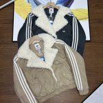 Adidas Cotton-Padded Coat Red Cotton Wool Lambswool Suede