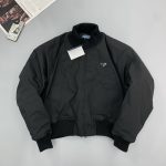 Prada Outerwear Red Cotton Down Winter Metal Logo