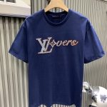Louis Vuitton Short-Sleeved T-Shirt Red Cotton Soft Plain Weave Lace Summer Embroidery Sequin