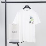 Dior Short-Sleeved T-Shirt Red Cotton Spring Patch
