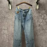 Ami Pants Blue Suede Denim Simple Design Spring Early