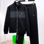Prada Casual Trousers Black Jacquard Embroidery Patch