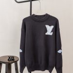 Louis Vuitton Sweater Dark Gray Cotton Pure Wool Blend Jacquard