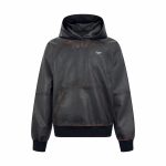 Prada Leather Jacket Red Genuine Relaxed Fit Minimalism Embroidery