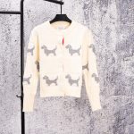 Thom Browne Sweater Red Jacquard Cable Knit Playful Style