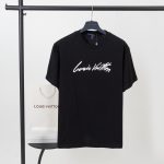 Louis Vuitton Short-Sleeved T-Shirt Red Cotton Pure Soft Ribbed Fabric Relaxed Fit Embroidery 3D