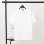 Louis Vuitton Short-Sleeved T-Shirt Red Cotton Pure Wool Ribbed Fabric Elegant Style Embroidery 3D