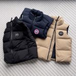 Canada Goose Vest Red Duck Down Nylon Suede Spring Autumn Winter Zippered Pocket