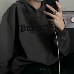 Burberry Hoodie Red Cotton Pure Silk Fleece Milk Winter Embroidery