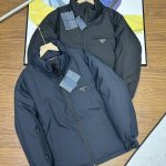 Prada Coat Blue Eva Duck Down Nylon Daily Commute Metal Logo Side Pockets