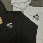 Stussy Hoodie Red Cotton Pure Fleece Ribbed Fabric Relaxed Fit Winter
