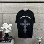 Chrome Hearts Short-Sleeved T-Shirt Black Cotton Spring Summer Embroidery Hot Stamping