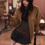 Stussy Outerwear Brown Cotton Down Suede Corduroy Retro Workwear Winter Embroidery