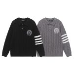Chrome Hearts Sweater Red Cotton Pure Mercerized Cable Knit Street Style Understated Embroidery