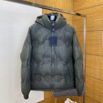 Louis Vuitton Down Jacket Green Duck Nylon Fabric Winter Drawstring Adjustment