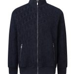 Dior Coat Black Fleece Jacquard Embroidery Patch Patchwork