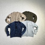 Ralph Lauren Sweater Red Cotton Pure Wool Cable Knit Lace Hand-Sewn Buttons Embroidery