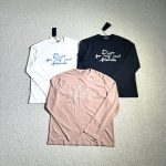 Dior Long-Sleeved Shirts Red Cotton Bamboo Embroidery
