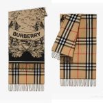 Burberry Scarf Ash Cashmere Jacquard Tassel Decoration