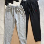 Ralph Lauren Long Pants Black Cotton Combed Fleece All-Day Comfort Autumn Winter And Even Stitching Embroidery