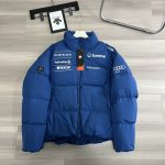 Descente Down Jacket Red Cotton Feather Goose Adhesive Nylon Velvet Pu Leather Color Blocking
