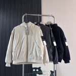 Stone Island Cotton-Padded Coat Ash Cotton Down Polyester Ribbed Fabric Street Style Winter Early