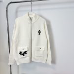 Chrome Hearts Coat White Wool Blend Winter Patch