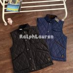 Ralph Lauren Sleeveless Red Cotton Down Polyester Nylon Fiber Fleece Lace Corduroy Quick-Drying Autumn Winter Warm Metal Keyhole Resin Buttons Patch