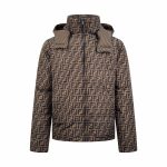 Fendi Down Jacket Brown Duck Nylon Understated Winter