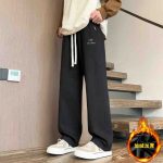 Archaeopteryx Straight-Leg Pants Red Fleece Adjustable Drawstring Autumn Winter And