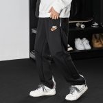 Nike Pants Red Cotton Twill Fabric Simple Style Autumn Winter