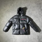 Prada Outerwear Red Cotton Goose Down Nylon Lace Quick-Drying Outdoor Waterproof Exquisite Tailoring Autumn Winter