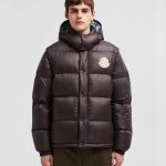 Moncler Outerwear Red Male Female Goose Down Duck Nylon Fabric Understated Winter Embroidery Patch