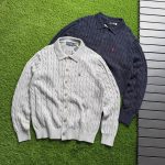 Ralph Lauren Long-Sleeved Shirts Red Cotton Long-Staple Down Cable Knit Lace Embroidery