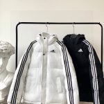 Adidas Outerwear Red Cotton Down Polyester Easy To Match Winter