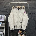 Canada Goose Jacket Red Cotton Pure Duck Down Polyester Coated Fabric Embroidery