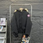 Canada Goose Jacket Red Cotton Pure Feather Duck Down Polyester Coated Fabric Embroidery