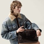 Miu Coat Red Wool Lambswool Denim Autumn Winter And