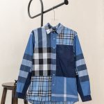 Burberry Shirt Red Cotton Pure Twill Patch Plaid Patchwork