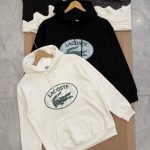 Lacoste Long-Sleeved Black Cotton Fleece Easy To Match Sophistication Autumn Winter And