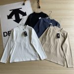 Descente Long-Sleeved Shirts Blue Polyester Spandex Fleece Winter